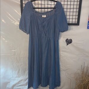 Addition Elle Jean Blue Midi Dress with elastic waistband and cuffs